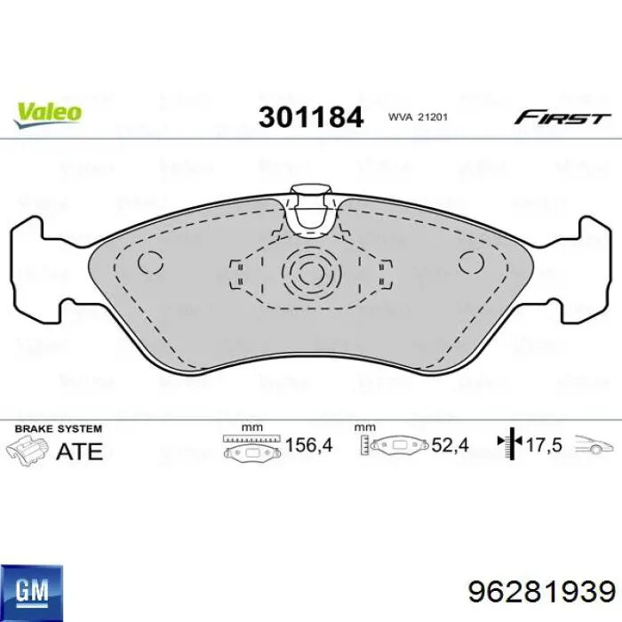 96281939 General Motors pastillas de freno delanteras