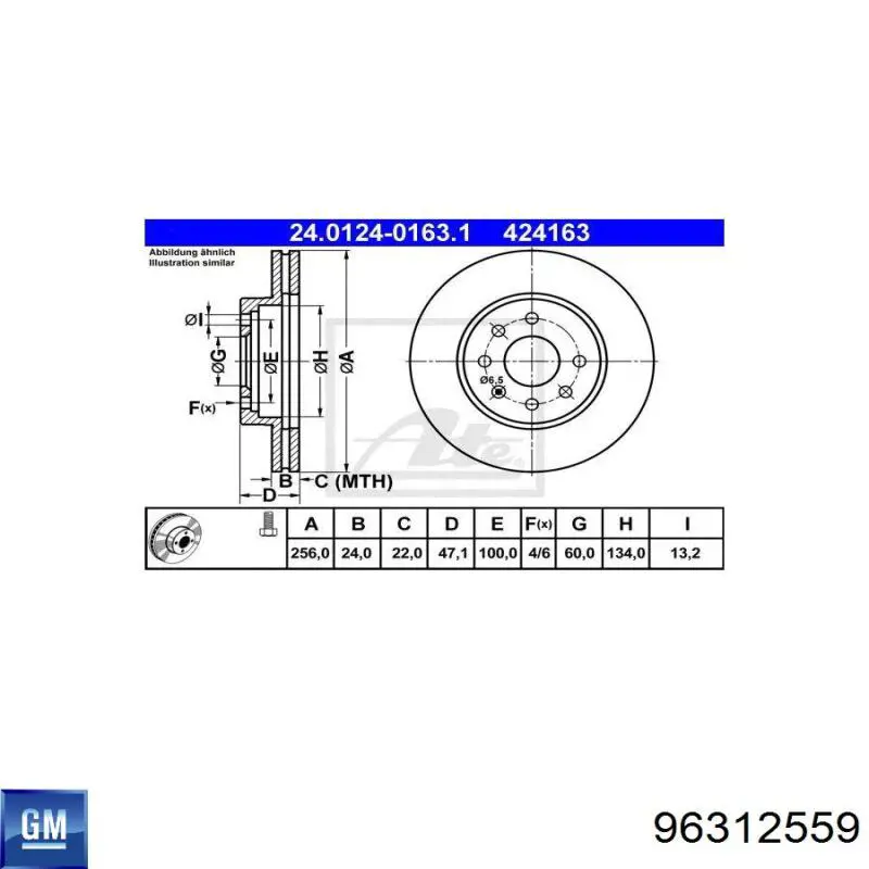 Disco de freno 96312559 General Motors