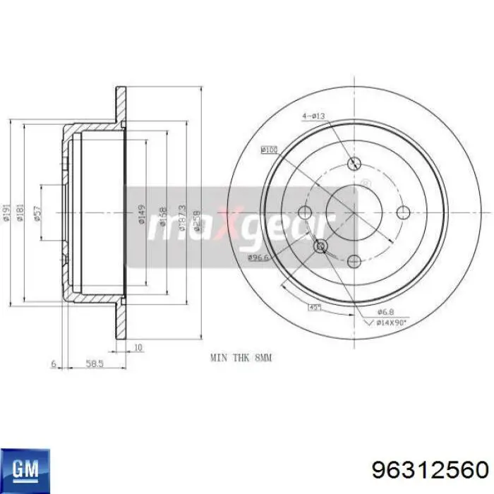 Comprar 96312560 General Motors Disco de freno trasero