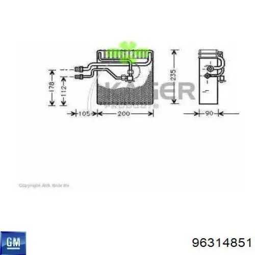 96314851 General Motors evaporador, aire acondicionado