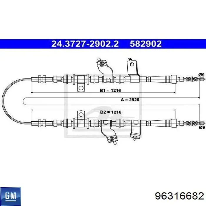 Comprar 96316682 General Motors Cable de freno de mano trasero derecho/izquierdo
