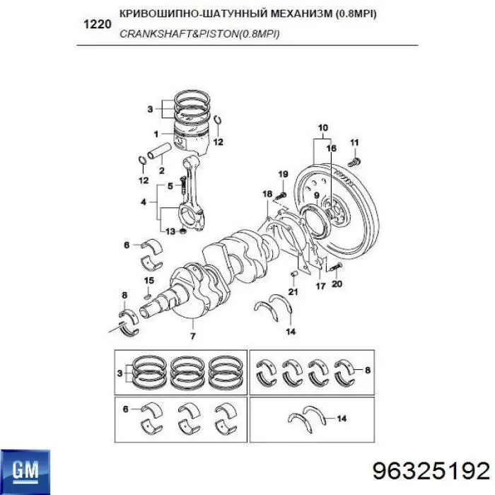 96325192 General Motors aros de pistón para 1 cilindro, std