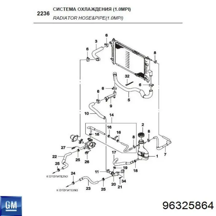 Sensor de temperatura del motor General Motors 96325864