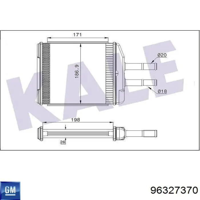 96327370 General Motors radiador de calefacción