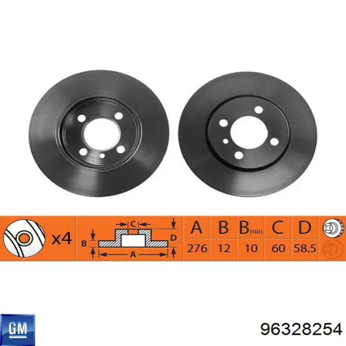 Disco de freno trasero 96328254 General Motors
