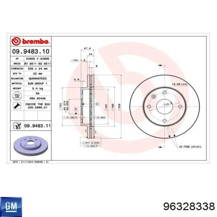 Comprar 96328338 General Motors Freno de disco delantero
