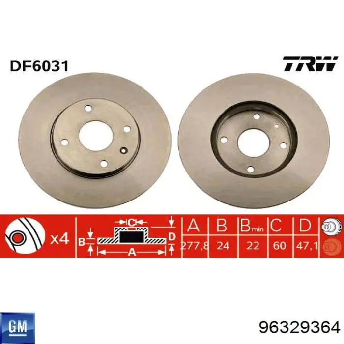 Comprar 96329364 General Motors Freno de disco delantero