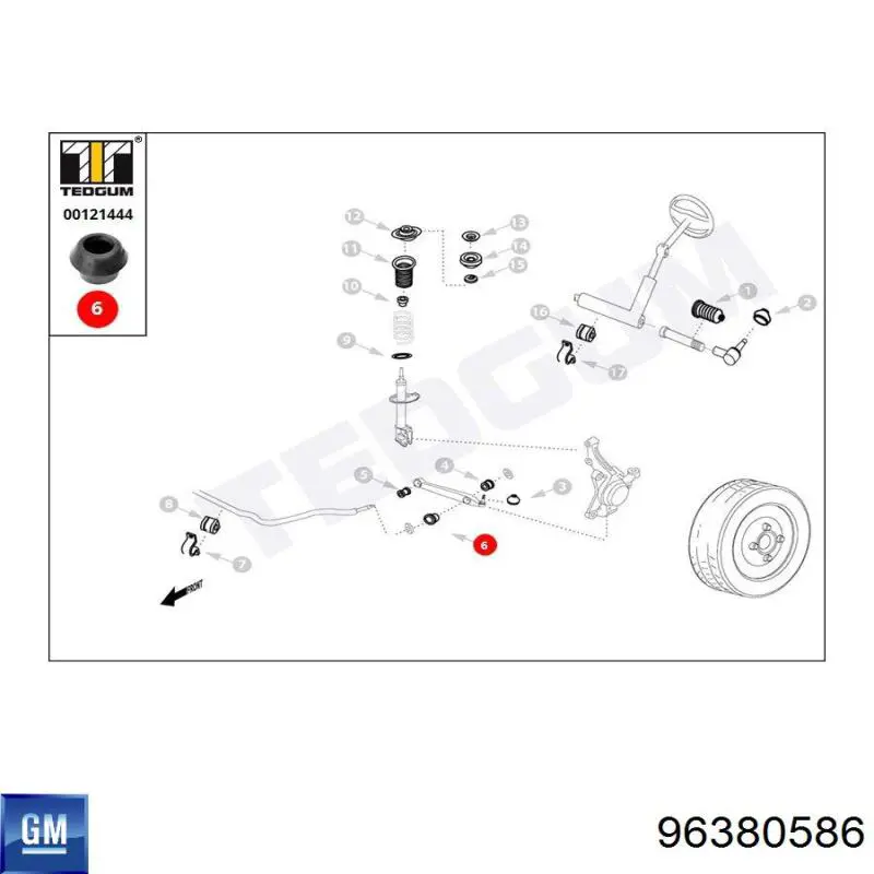 Buje del estabilizador delantero General Motors 96380586