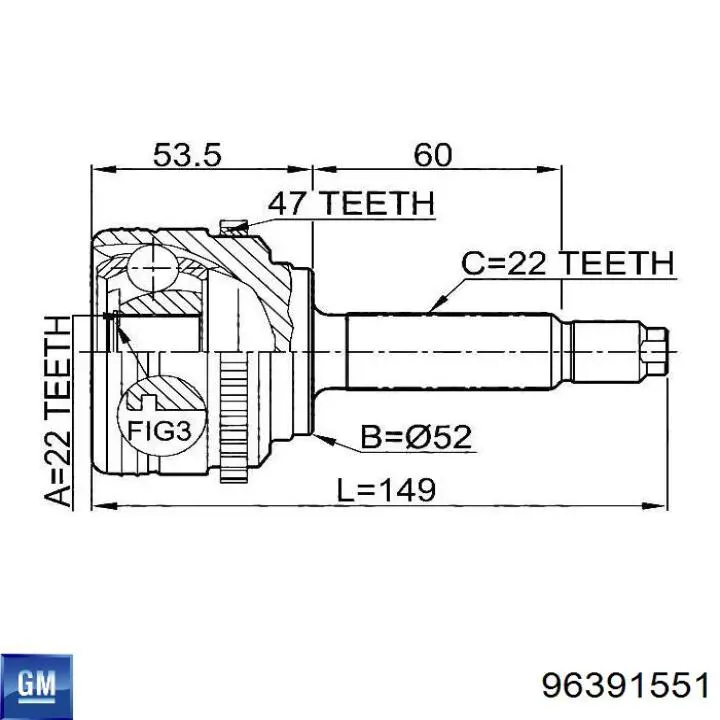 Junta homocinética exterior delantera Chevrolet Aveo 2 T250, T255