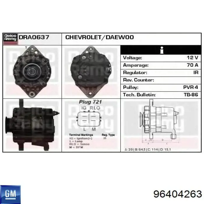 Comprar 96404263 General Motors Dynamo
