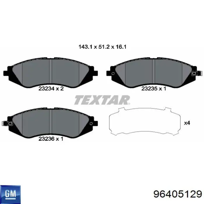 Comprar 96405129 General Motors Pastillas delanteras de freno