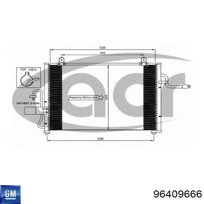 96409666 General Motors Radiador de aire acondicionado