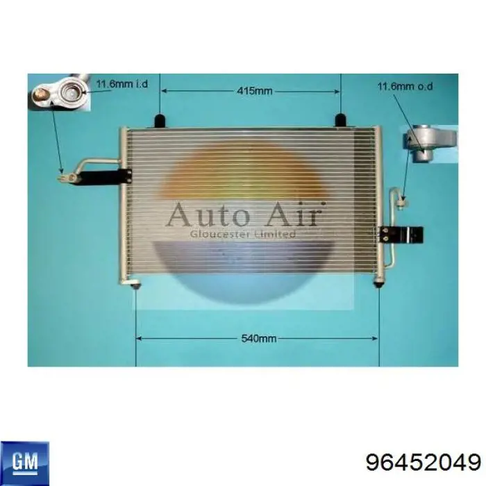 96452049 General Motors Radiador de aire acondicionado