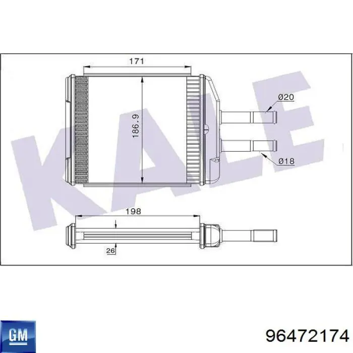 96472174 General Motors Radiador interior