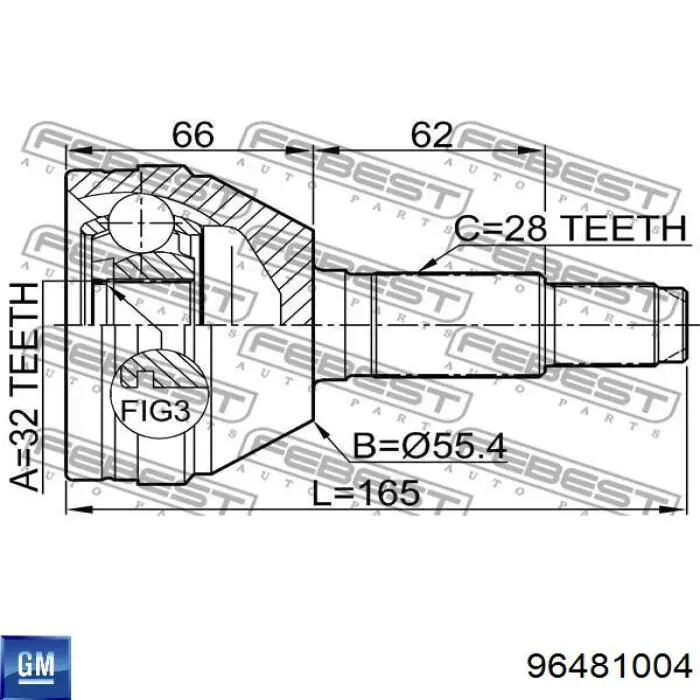 96481004 General Motors Junta homocinética