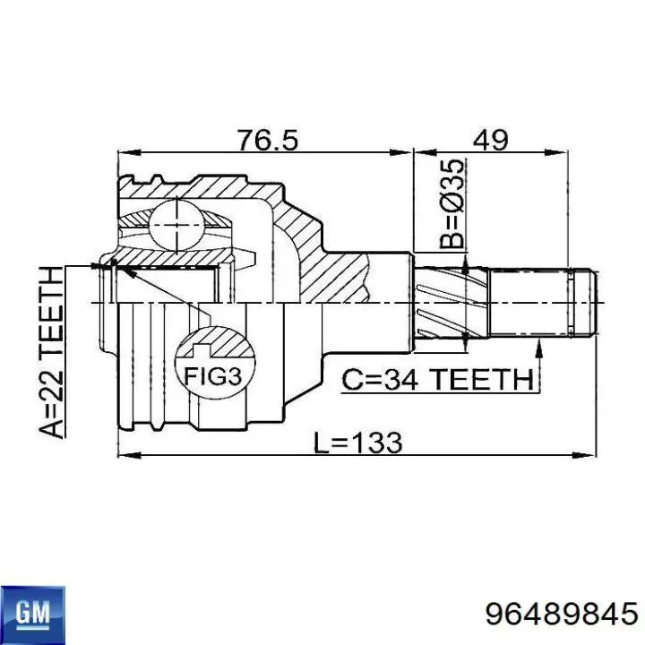 Junta homocinética interna delantera General Motors 96489845 precio, desde 39,03 EUR