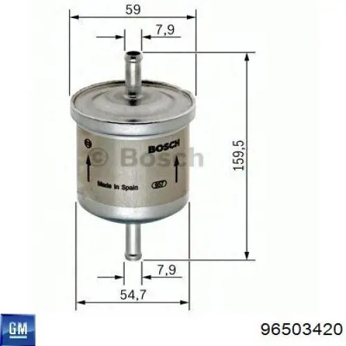 Filtro de combustible 96503420 General Motors