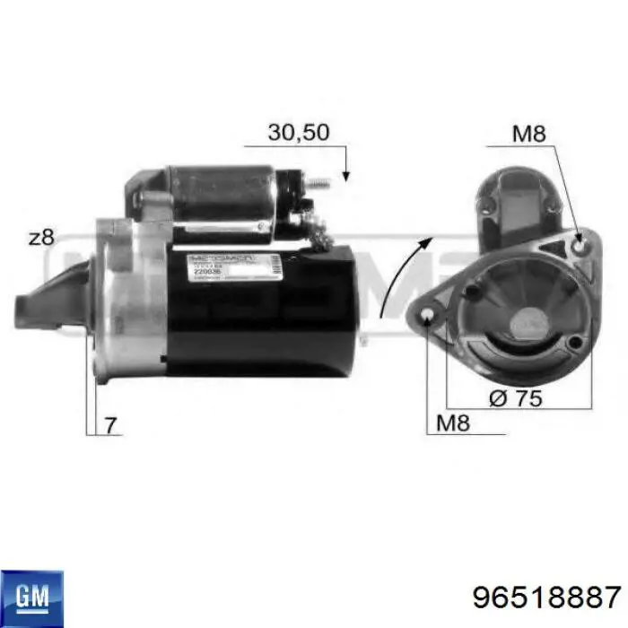 Burro de arranque  General Motors 96518887 precio, desde 53,72 EUR