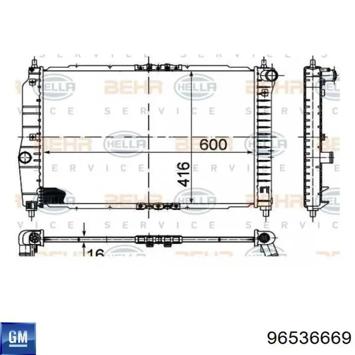 96536669 General Motors radiador refrigeración del motor