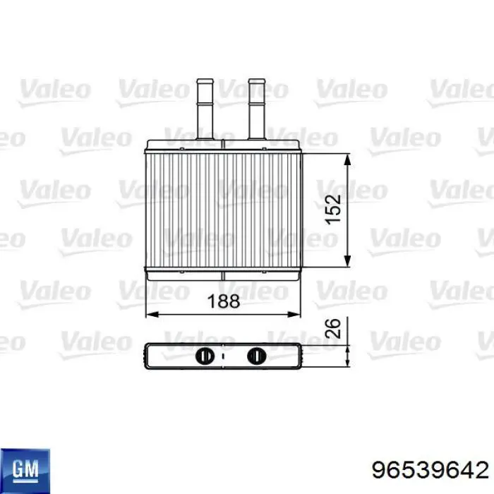 96539642 General Motors radiador de calefacción