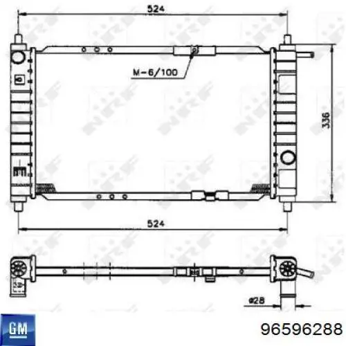 96596288 General Motors radiador refrigeración del motor