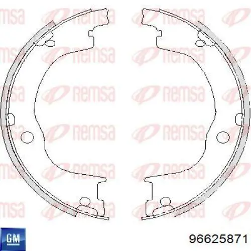 96625871 General Motors juego de zapatas de frenos, freno de estacionamiento