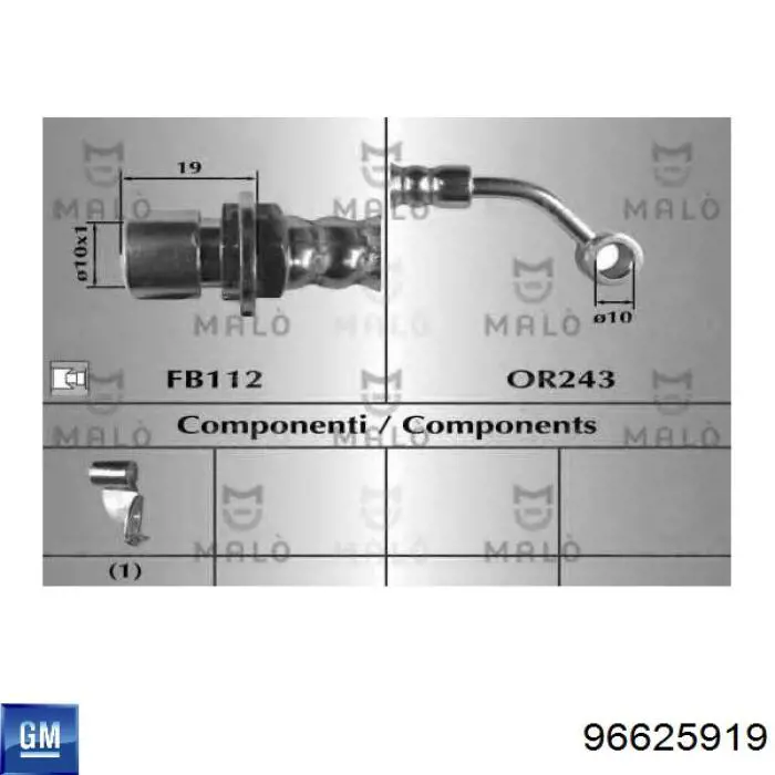 96625919 General Motors tubo flexible de frenos trasero izquierdo