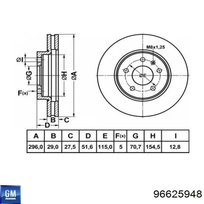 Comprar 96625948 General Motors Freno de disco delantero