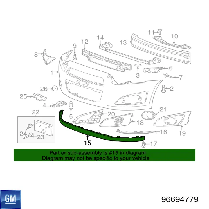 96694779 Opel alerón parachoques delantero