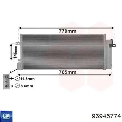 96945774 General Motors Radiador de aire acondicionado