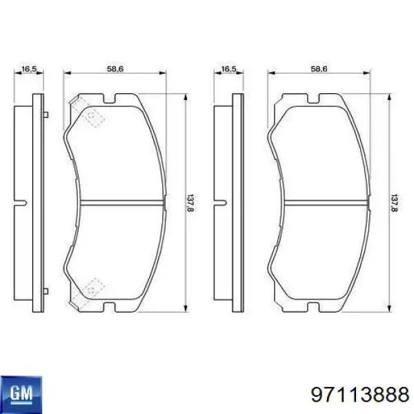 97113888 General Motors pastillas de freno delanteras