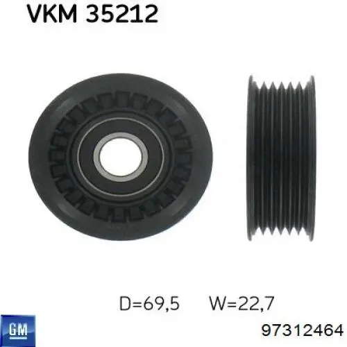 97312464 General Motors Polea guía correa poli V