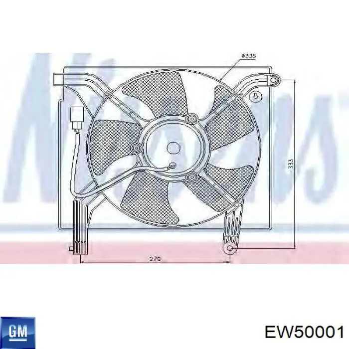 EW50001 General Motors difusor de radiador, aire acondicionado, completo con motor y rodete