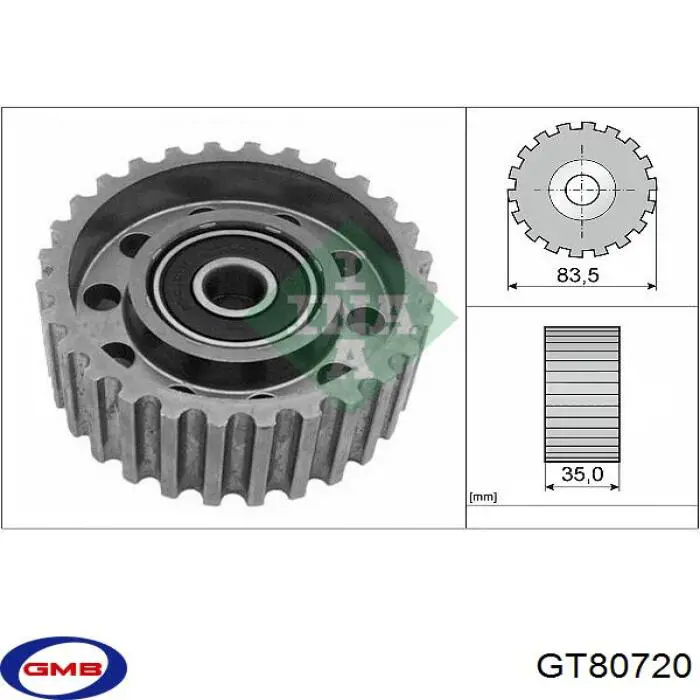 GT80720 GMB rodillo intermedio de correa dentada