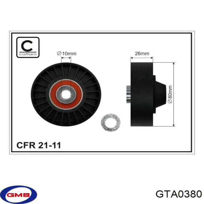 GTA0380 GMB polea inversión / guía, correa poli v