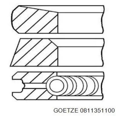 08-113511-00 Goetze juego de aros de pistón para 1 cilindro, cota de reparación +1,00 mm