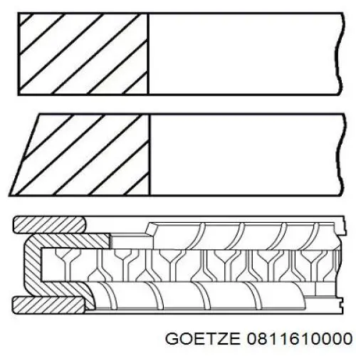 0811610000 Goetze Juego de anillos de pistón para 1 cilindro, STD