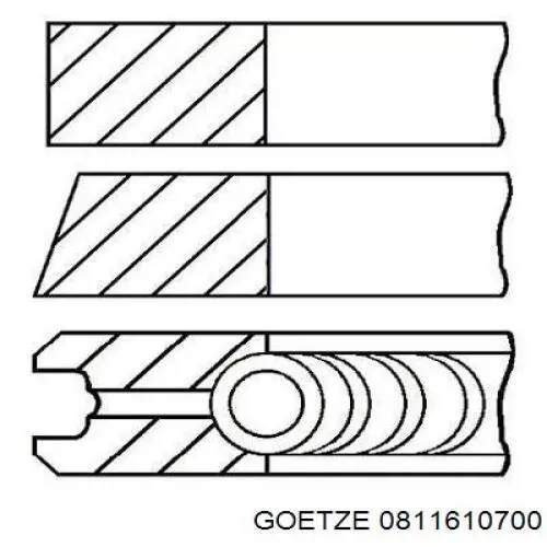 08-116107-00 Goetze juego de aros de pistón para 1 cilindro, cota de reparación +0,50 mm