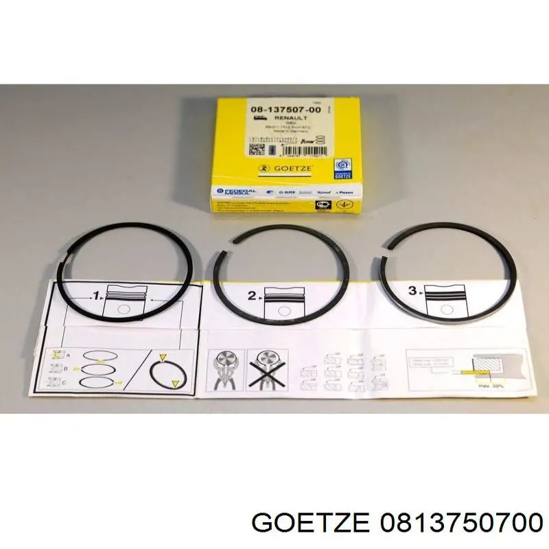 08-137507-00 Goetze juego de aros de pistón para 1 cilindro, cota de reparación +0,50 mm
