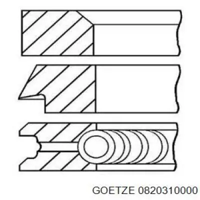 Aros de pistón para 1 cilindro, STD 0820310000 Goetze
