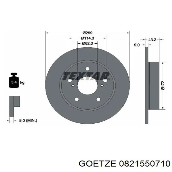 0821550710 Goetze juego de aros de pistón para 1 cilindro, cota de reparación +0,50 mm