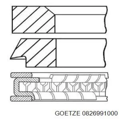 0826991000 Goetze juego de aros de pistón para 1 cilindro, cota de reparación +0,75 mm