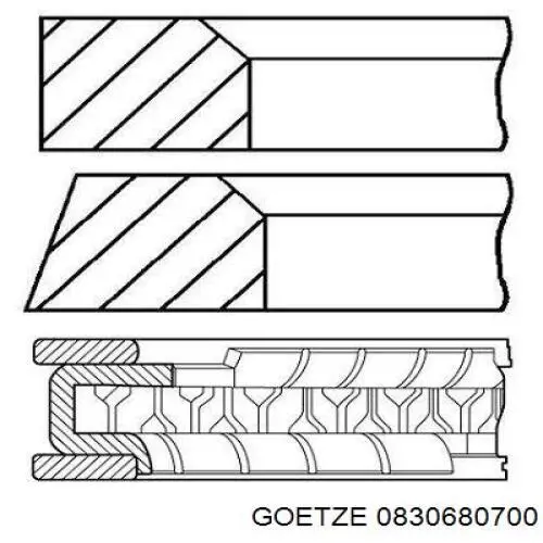 08-306807-00 Goetze juego de aros de pistón para 1 cilindro, cota de reparación +0,50 mm