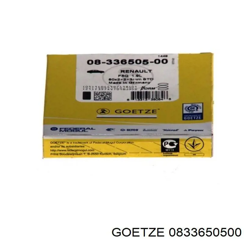 08-336505-00 Goetze juego de aros de pistón para 1 cilindro, cota de reparación +0,25 mm
