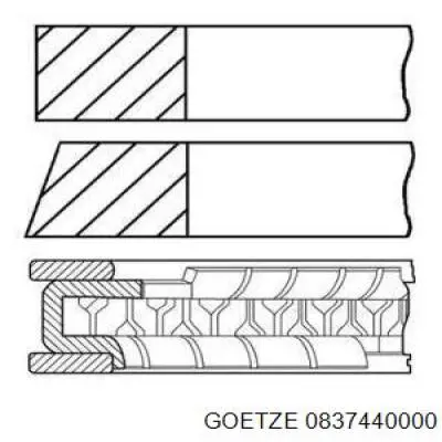 Aros de pistón para 1 cilindro, STD 0837440000 Goetze