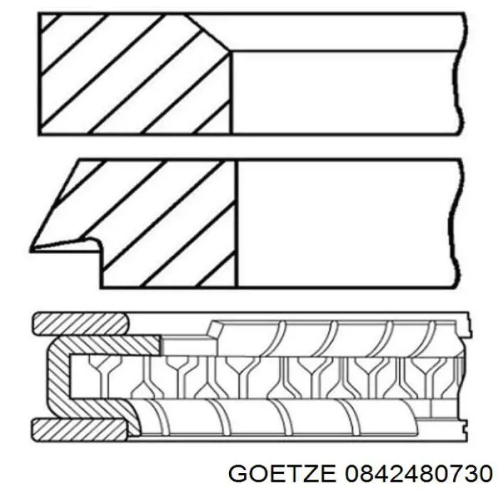 0842480730 Goetze Juego de aros de pistón para 1 cilindro, sobremedida (+0,50 mm)