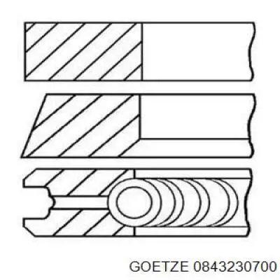 0843230700 Goetze juego de aros de pistón para 1 cilindro, cota de reparación +0,50 mm