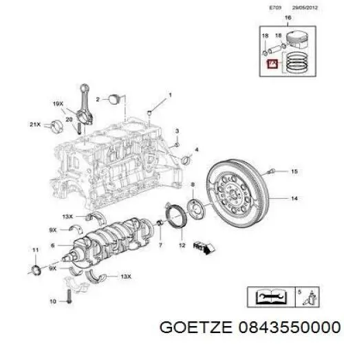 93186225 Peugeot/Citroen aros de pistón para 1 cilindro, std