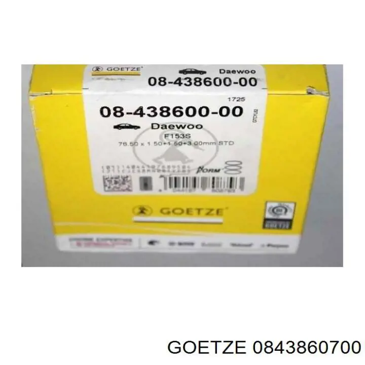 0843860700 Goetze Juego de aros de pistón para 1 cilindro, sobremedida (+0,50 mm)