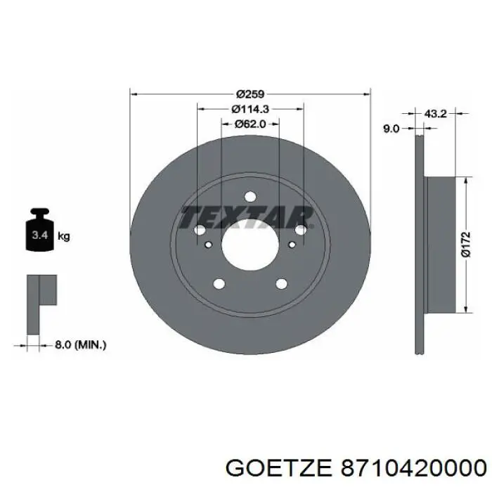 87-104200-00 Goetze pistón completo para 1 cilindro, std